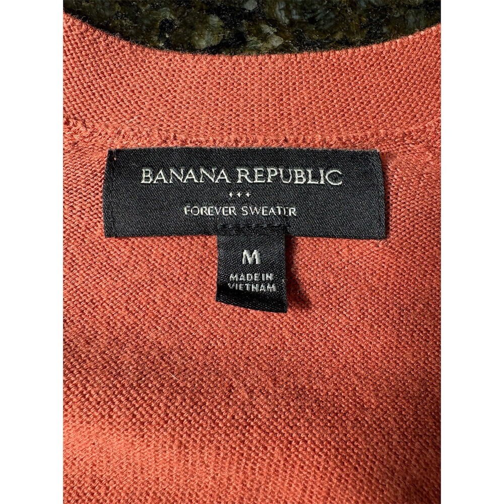 Banana Republic Sweater Mens M Rust Orange Lightweight V-Neck Pullover - Picture 7 of 8